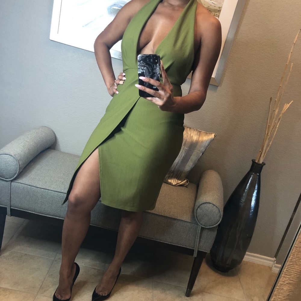 NWT Boohoo Halter Faux Wrap Midi Dress
